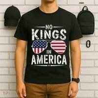 No Kings In America Sunglasses Us Flag Funny Anti Trump T-Shirt thumb 6