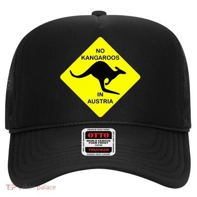 No Kangaroos In Austria Funny Yellow Sign Gift Hat