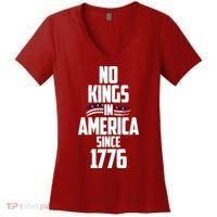 No Kings In America Since 1776 Women's V-Neck T-Shirt thumb 0