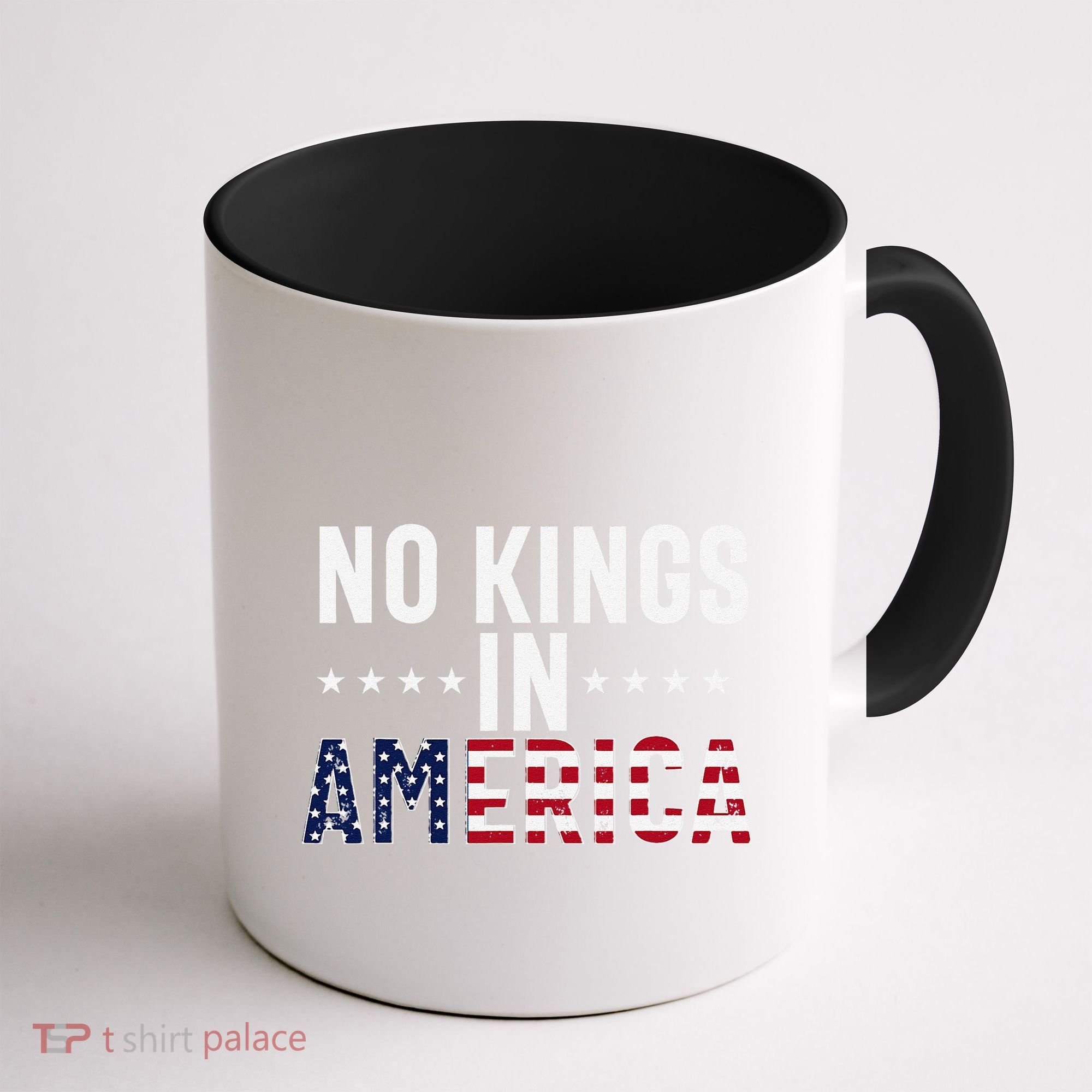 No Kings In America Flag Protest Save Democracy Coffee Mug