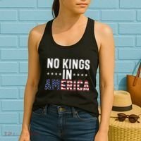 No Kings In America Flag Protest Save Democracy Women's Tank Top thumb 2