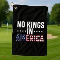 No Kings In America Flag Protest Save Democracy Golf Towel thumb 1