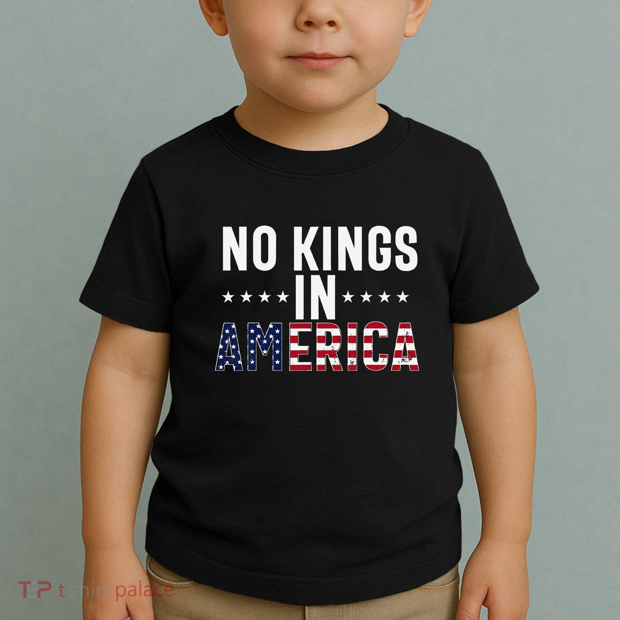 No Kings In America Flag Protest Save Democracy Toddler T-Shirt
