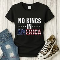 No Kings In America Flag Protest Save Democracy Women's T-Shirt thumb 3