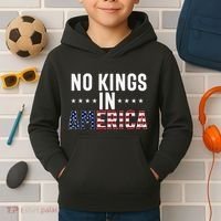 No Kings In America Flag Protest Save Democracy Kids Hoodie thumb 2