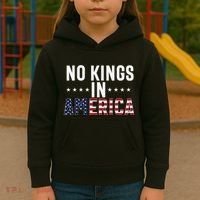 No Kings In America Flag Protest Save Democracy Kids Hoodie thumb 3