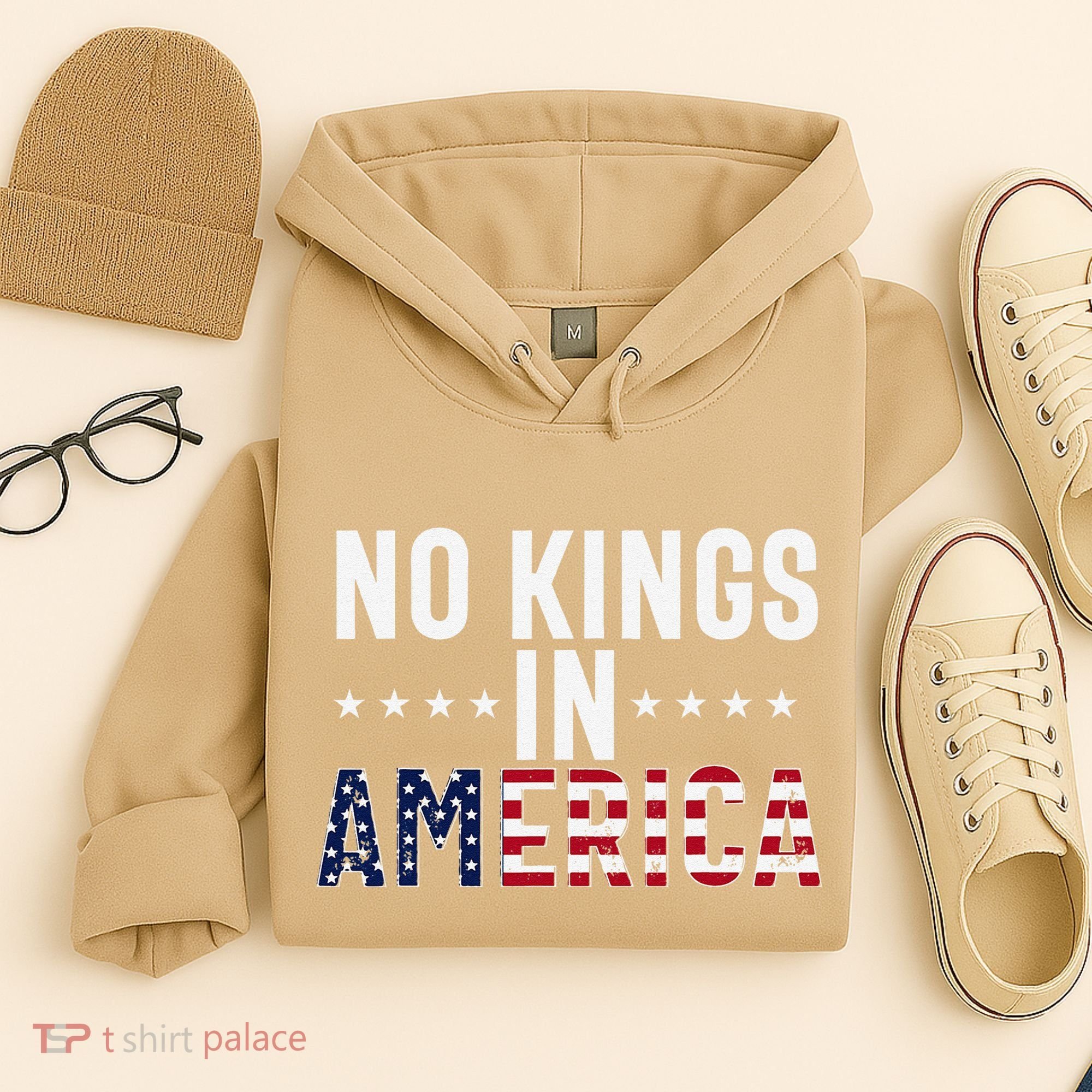 No Kings In America Flag Protest Save Democracy Hoodie