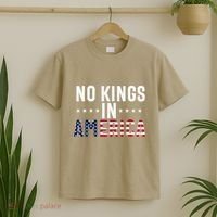 No Kings In America Flag Protest Save Democracy T-Shirt thumb 2