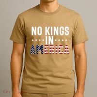 No Kings In America Flag Protest Save Democracy T-Shirt thumb 3