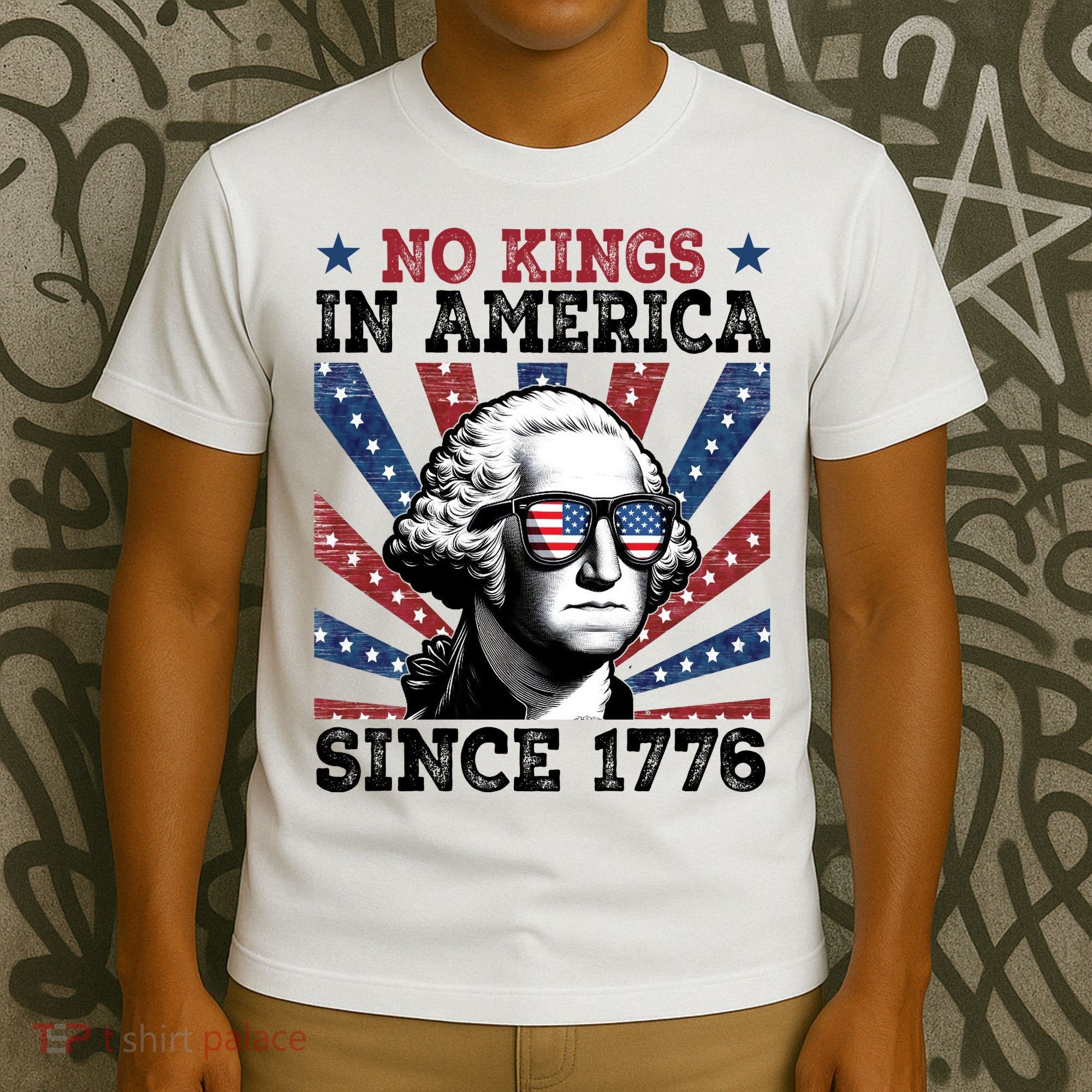 No Kings In America Since 1776 USA Flag Vintage T-Shirt