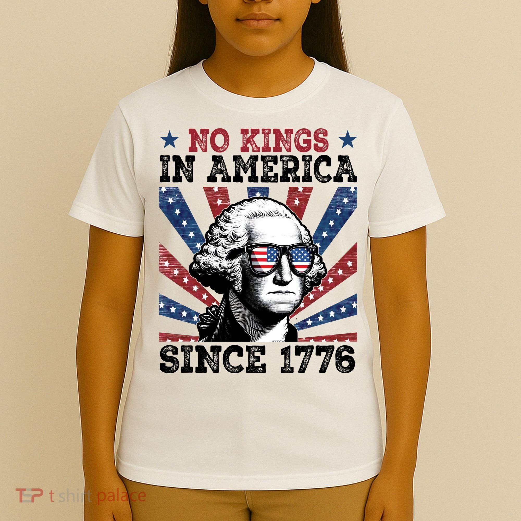No Kings In America Since 1776 USA Flag Vintage T-Shirt