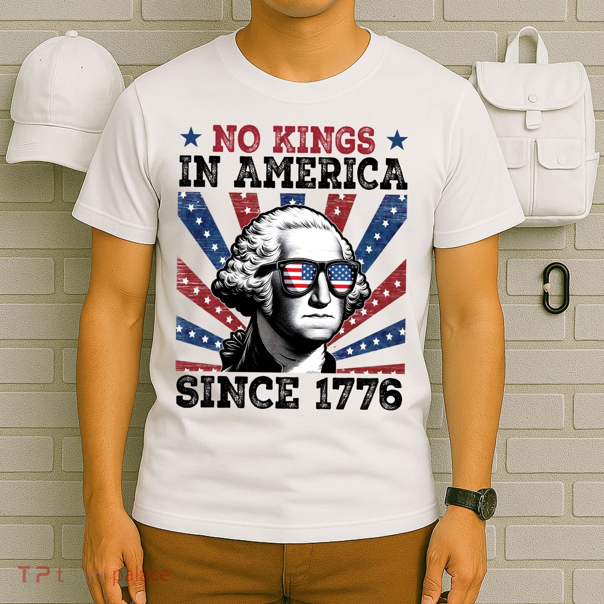 No Kings In America Since 1776 USA Flag Vintage T-Shirt