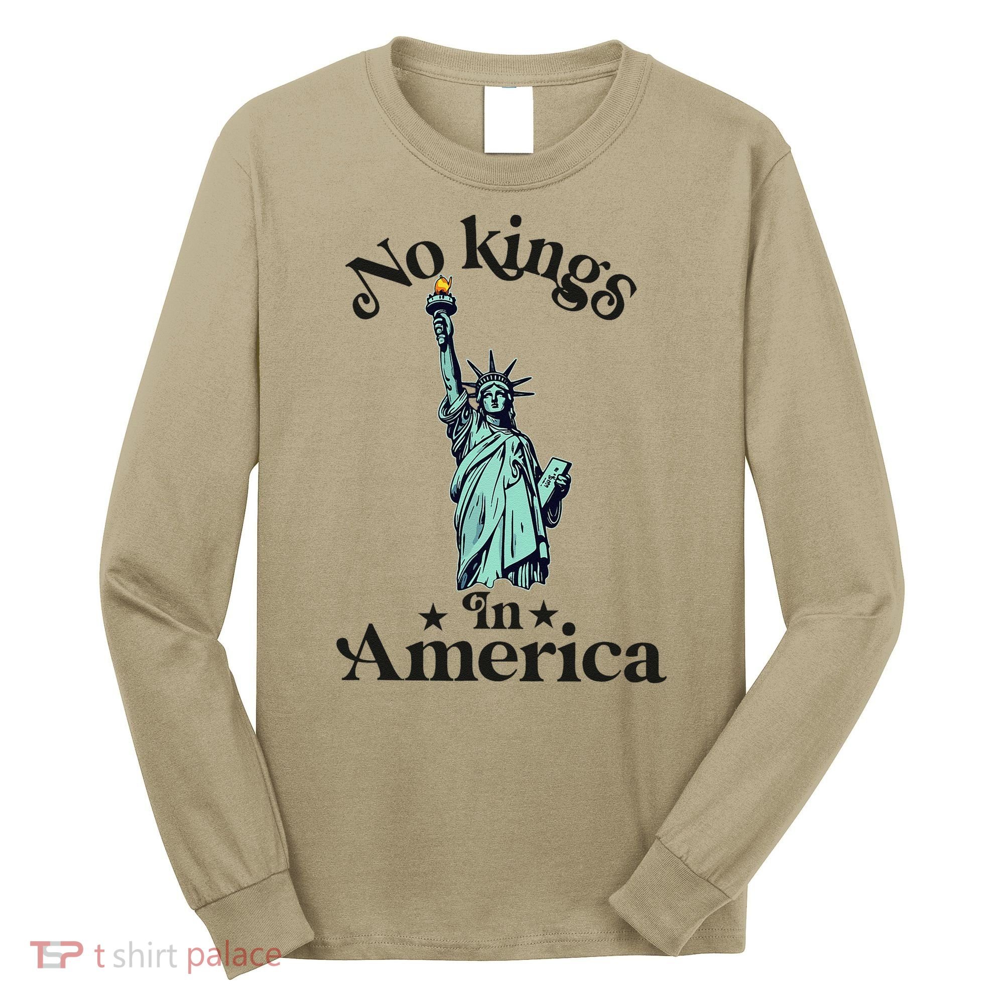 No Kings In America Flag Protest Save Democracy Long Sleeve Shirt