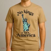 No Kings In America Flag Protest Save Democracy T-Shirt thumb 3