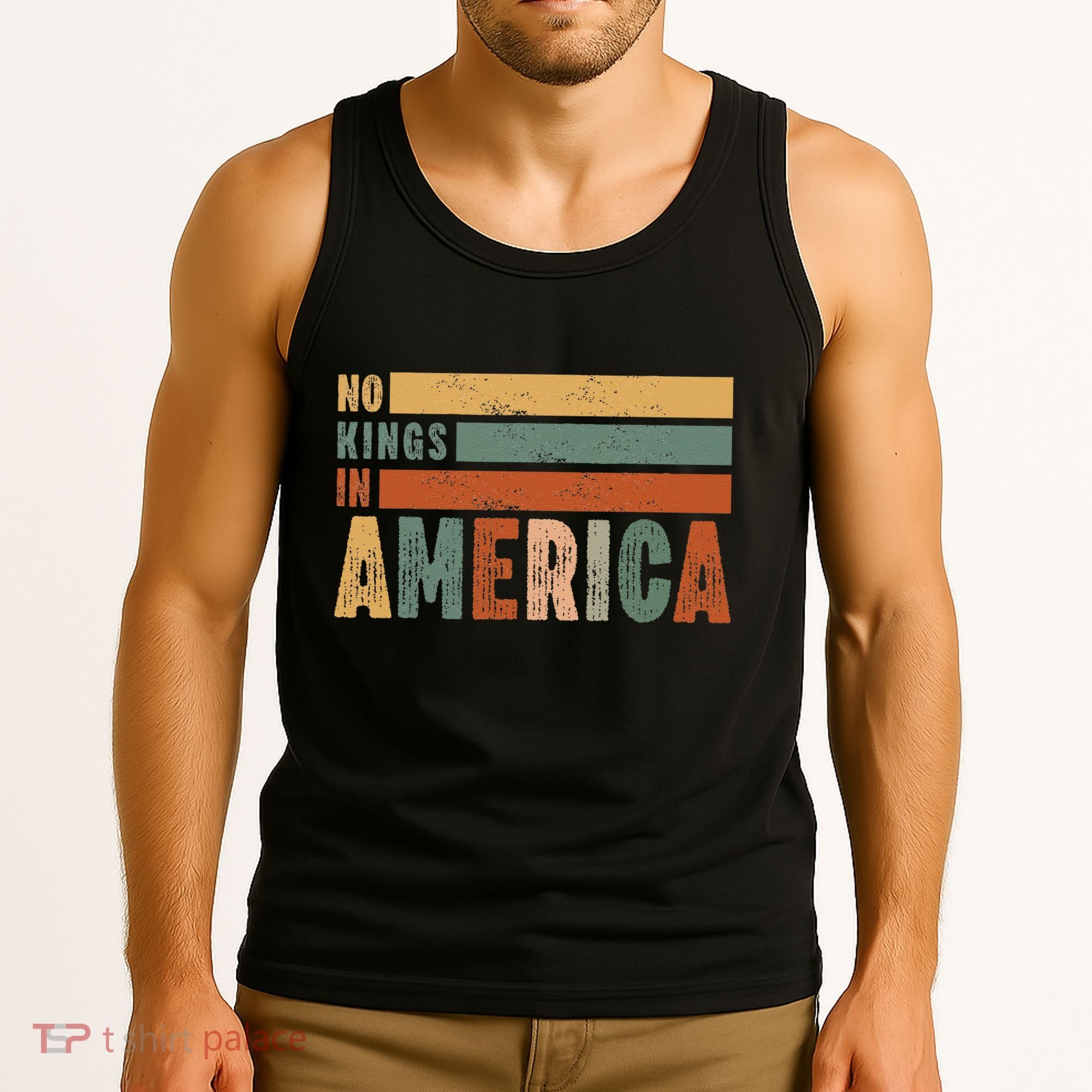 No Kings In America Flag Protest Save Democracy Tank Top