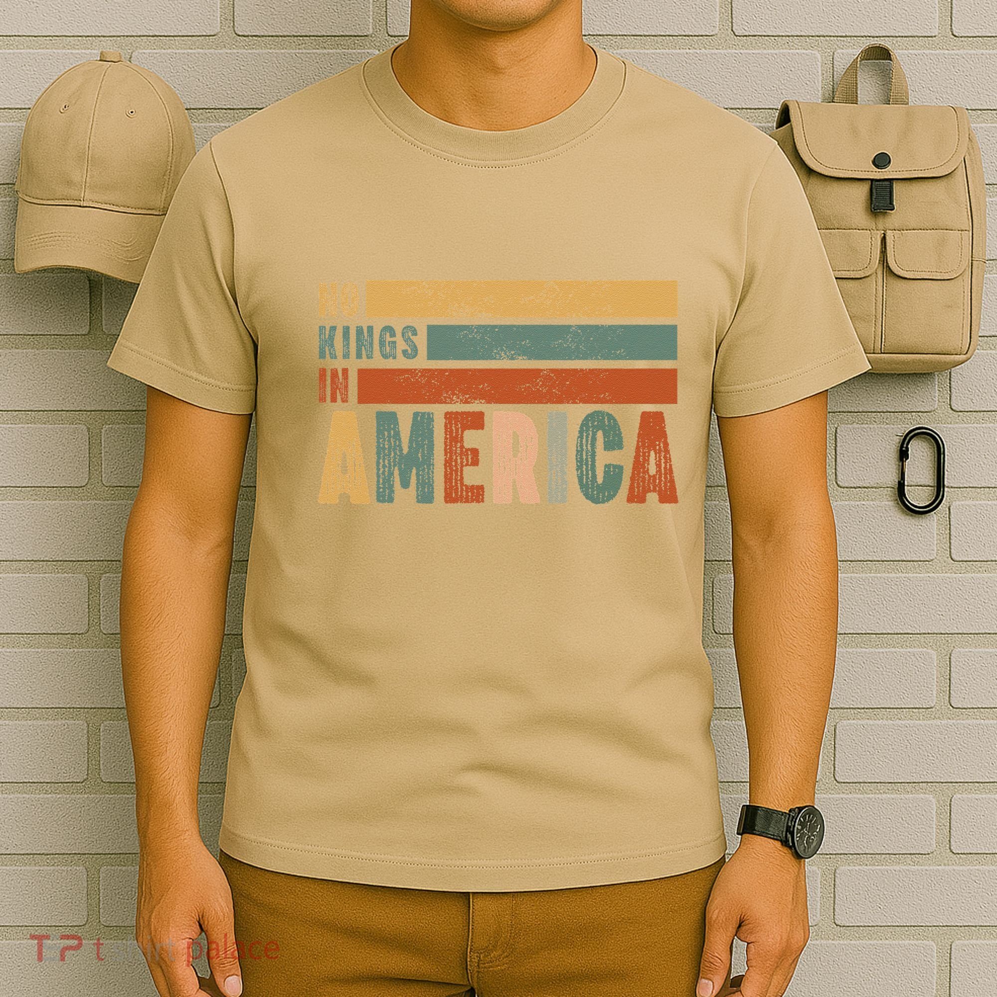 No Kings In America Flag Protest Save Democracy T-Shirt