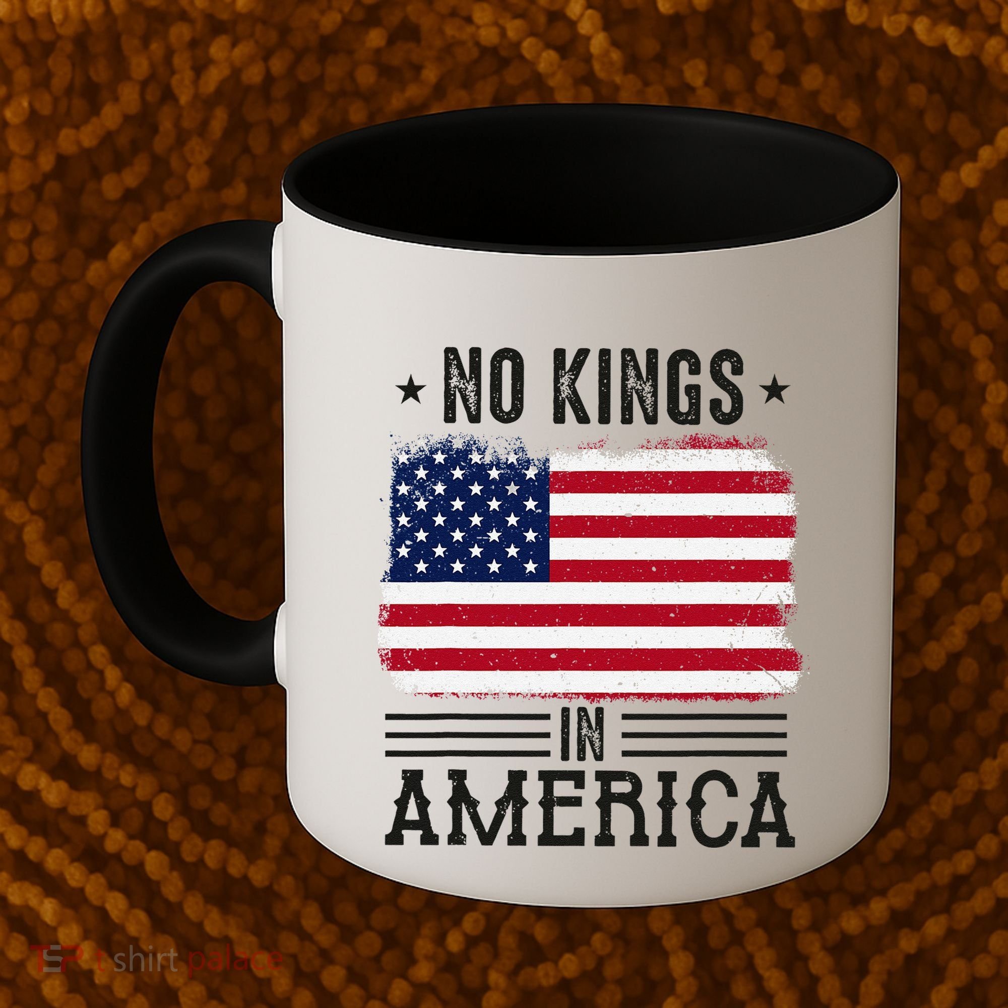No Kings In America Flag Protest Save Democracy Coffee Mug