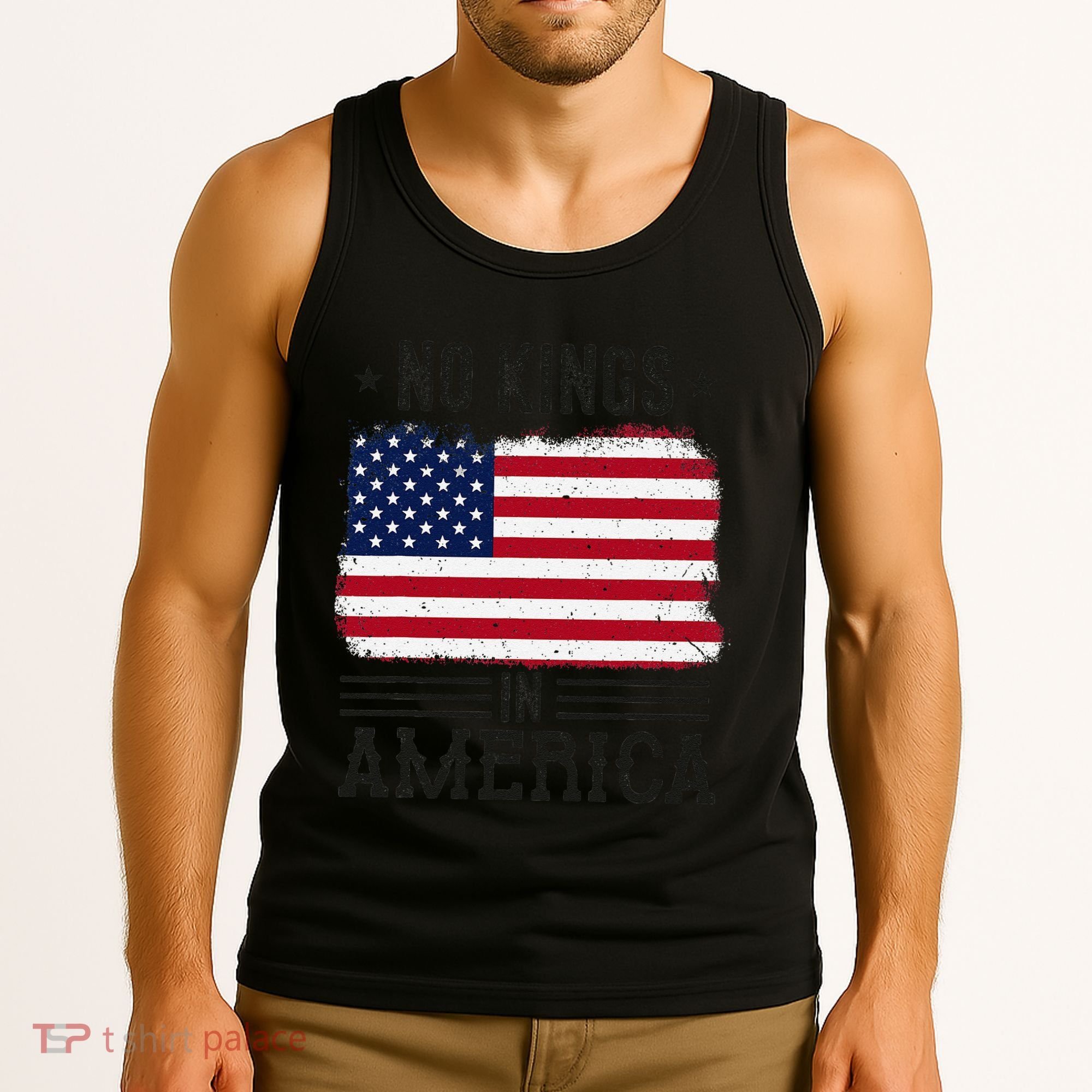 No Kings In America Flag Protest Save Democracy Tank Top