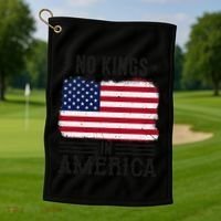 No Kings In America Flag Protest Save Democracy Golf Towel thumb 1