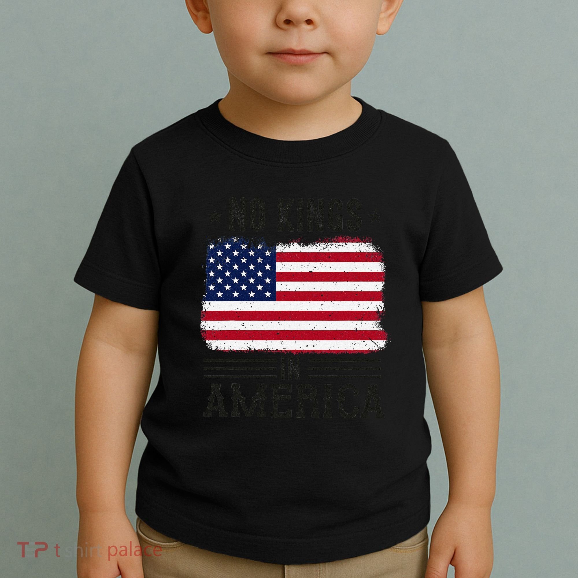 No Kings In America Flag Protest Save Democracy Toddler T-Shirt