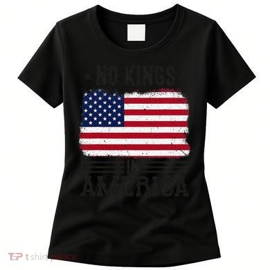 No Kings In America Flag Protest Save Democracy Women's T-Shirt