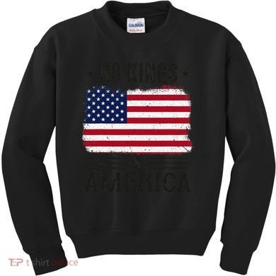 No Kings In America Flag Protest Save Democracy Kids Sweatshirt