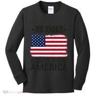 No Kings In America Flag Protest Save Democracy Kids Long Sleeve Shirt thumb 0