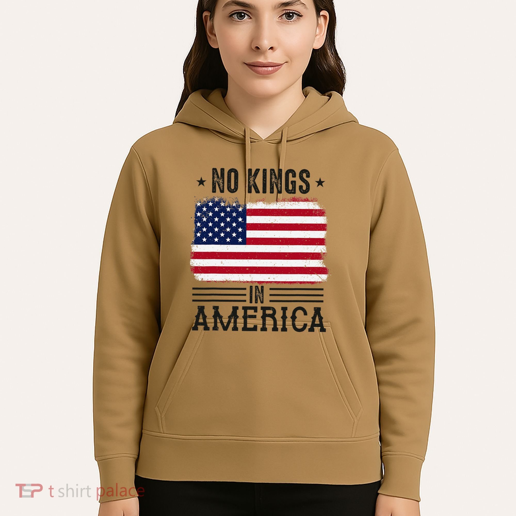 No Kings In America Flag Protest Save Democracy Hoodie