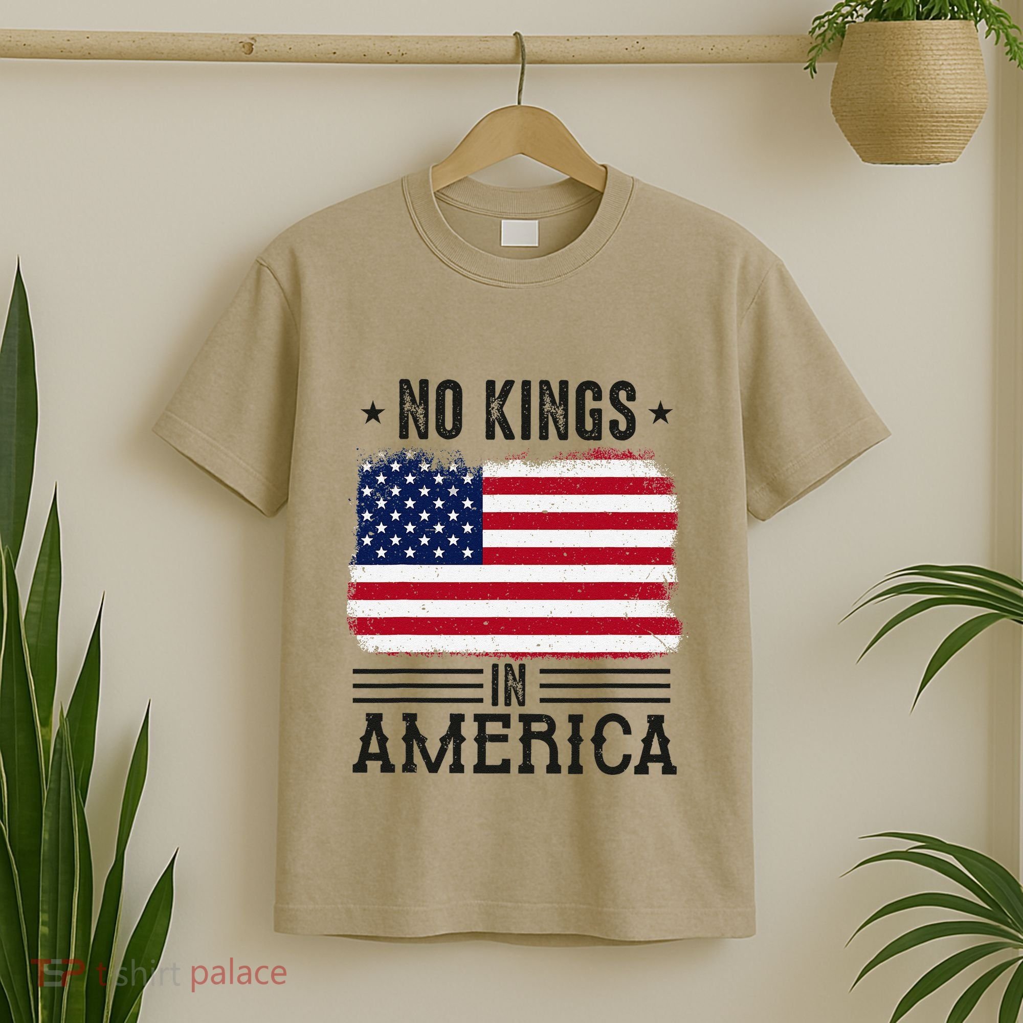 No Kings In America Flag Protest Save Democracy T-Shirt