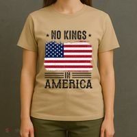No Kings In America Flag Protest Save Democracy T-Shirt thumb 4