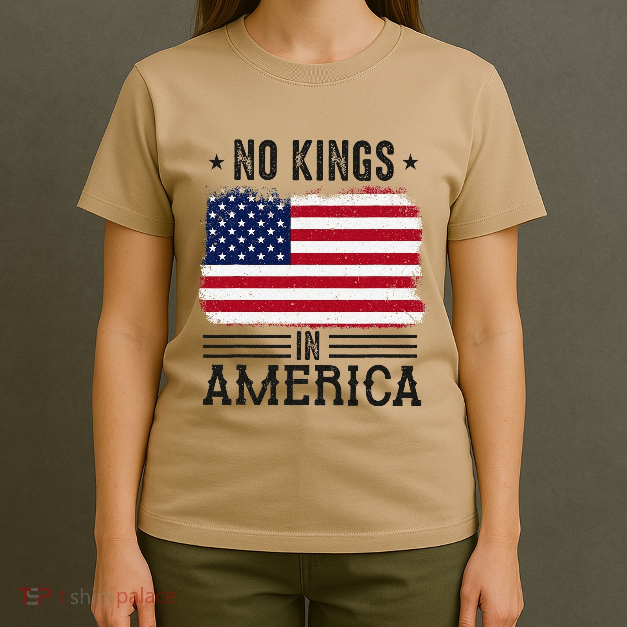 No Kings In America Flag Protest Save Democracy T-Shirt