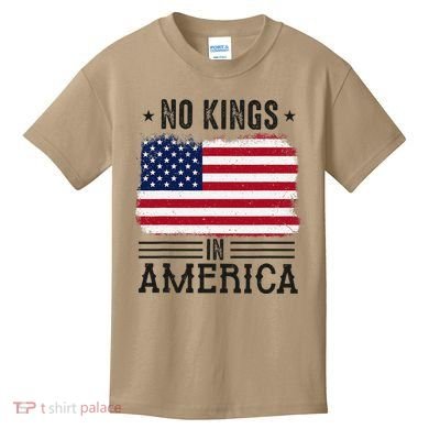 No Kings In America Flag Protest Save Democracy Kids T-Shirt