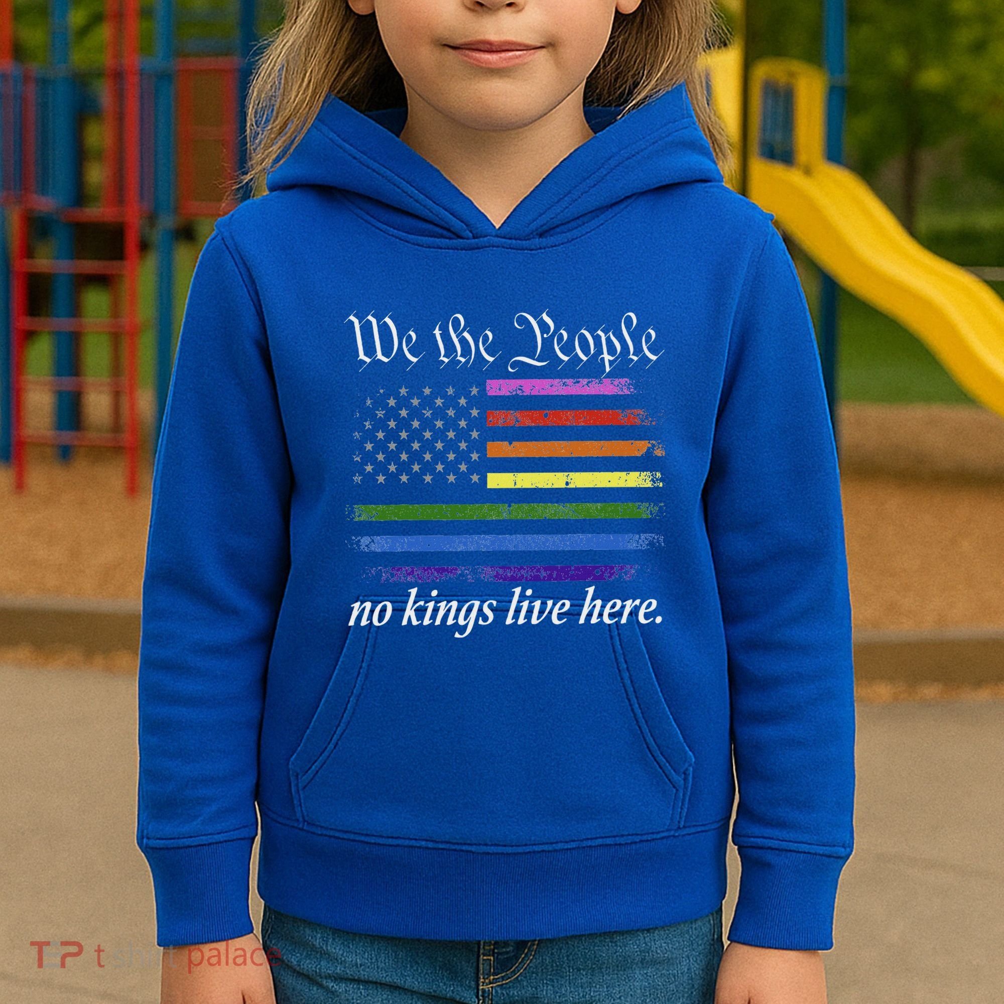 No Kings Live Here We The People Political Kids Hoodie