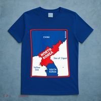North Korea Map In Flag Colors. Surrounding Countries & Seas T-Shirt thumb 5