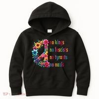 No Kings No Fascists No Tyrants No Nazis Kids Hoodie thumb 0