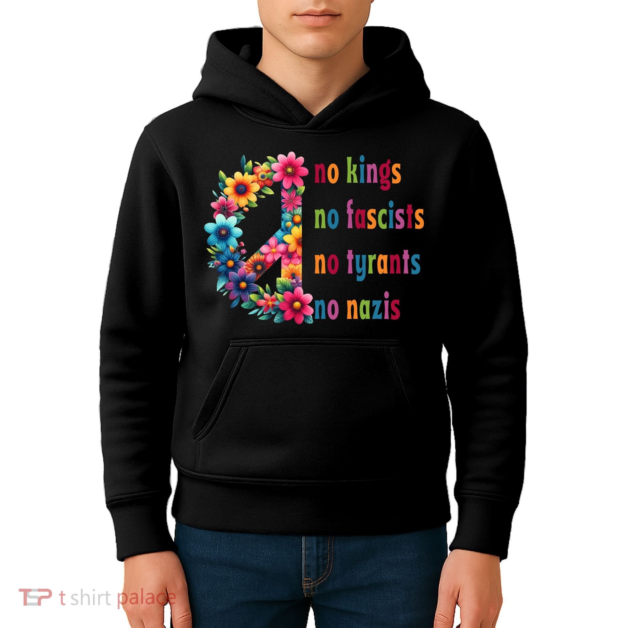 No Kings No Fascists No Tyrants No Nazis Kids Hoodie