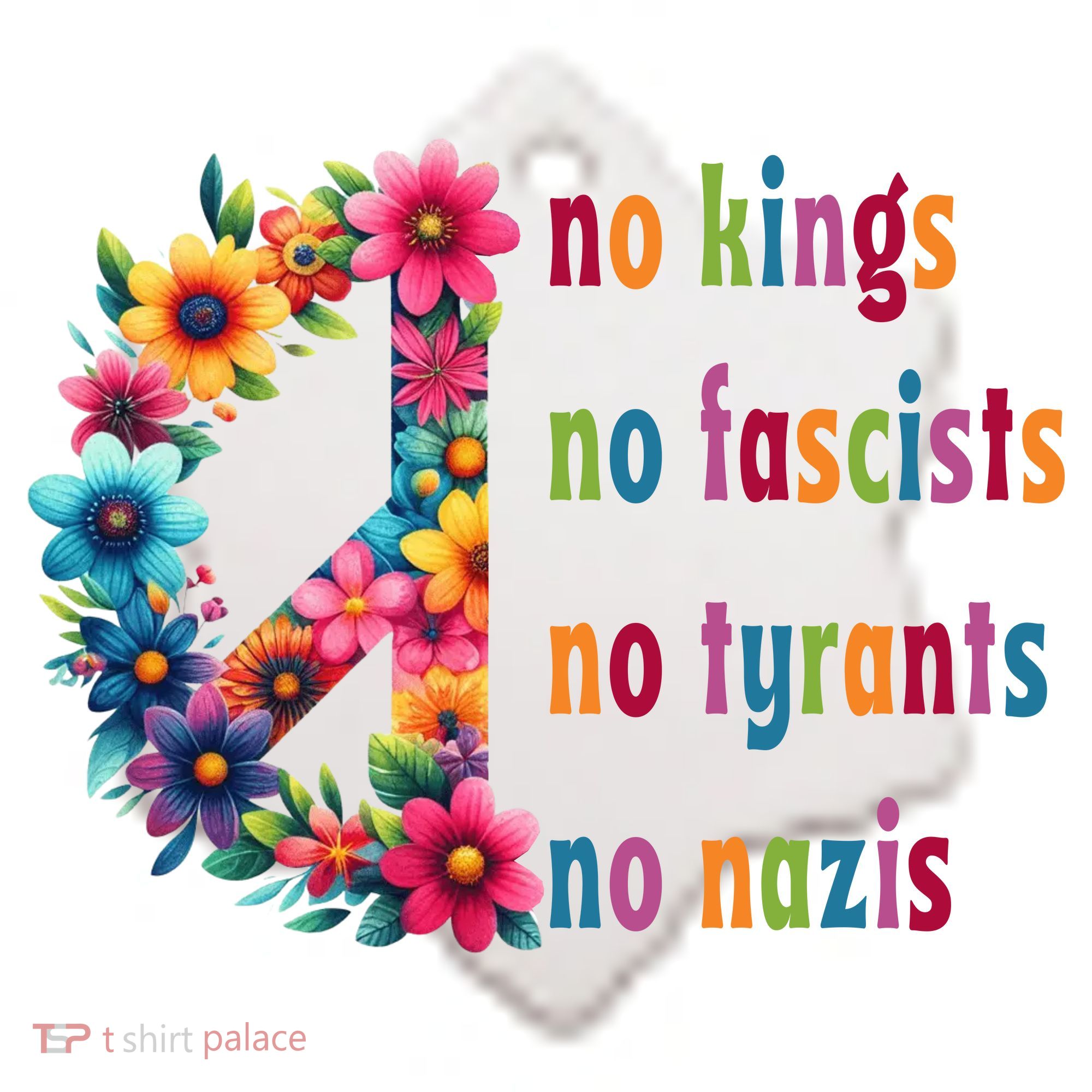No Kings No Fascists No Tyrants No Nazis Ceramic Ornament