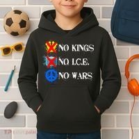 No Kings No I.C.E. No Wars Kids Hoodie thumb 2