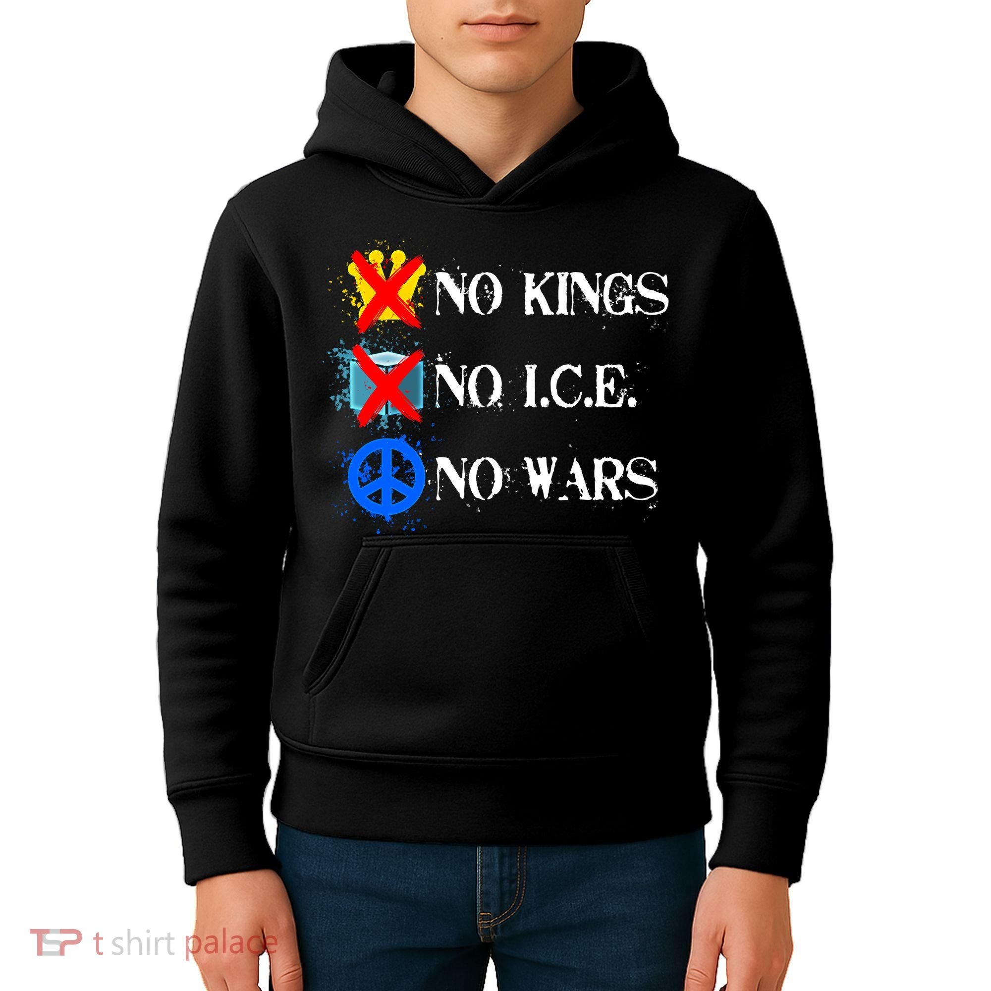 No Kings No I.C.E. No Wars Kids Hoodie