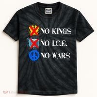 No Kings No I.C.E. No Wars Kids Tie-Dye T-Shirt thumb 0
