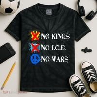 No Kings No I.C.E. No Wars Kids Tie-Dye T-Shirt thumb 2