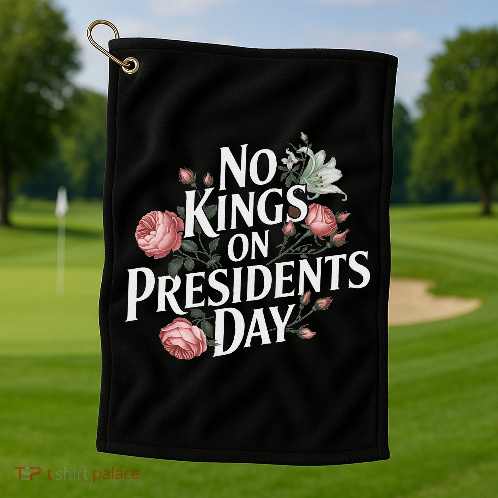No Kings On Presidents Day Retro Anti Trump Subtle Protest Golf Towel