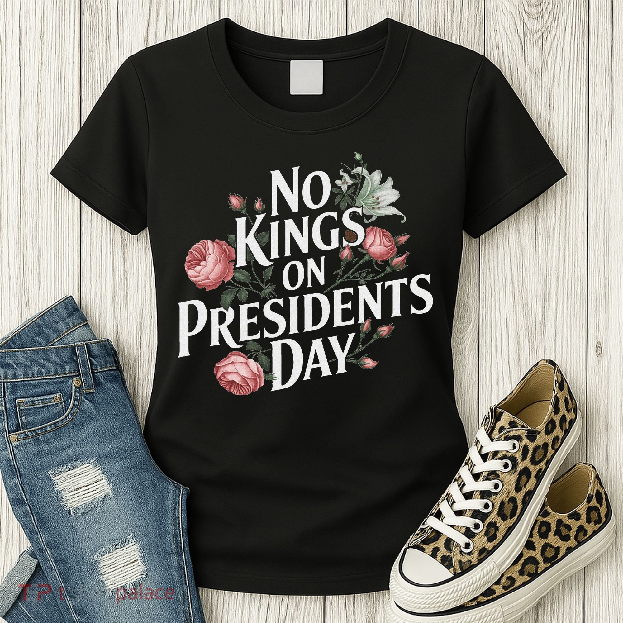 No Kings On Presidents Day Retro Anti Trump Subtle Protest Women's T-Shirt