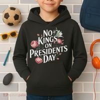 No Kings On Presidents Day Retro Anti Trump Subtle Protest Kids Hoodie thumb 2