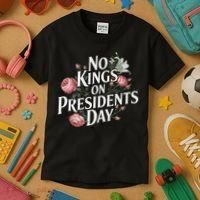 No Kings On Presidents Day Retro Anti Trump Subtle Protest Kids T-Shirt thumb 3