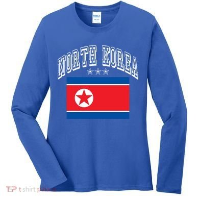 North Korea Patriotic Throwback Flag Souvenir Great Gift Women's Long Sleeve Shirt