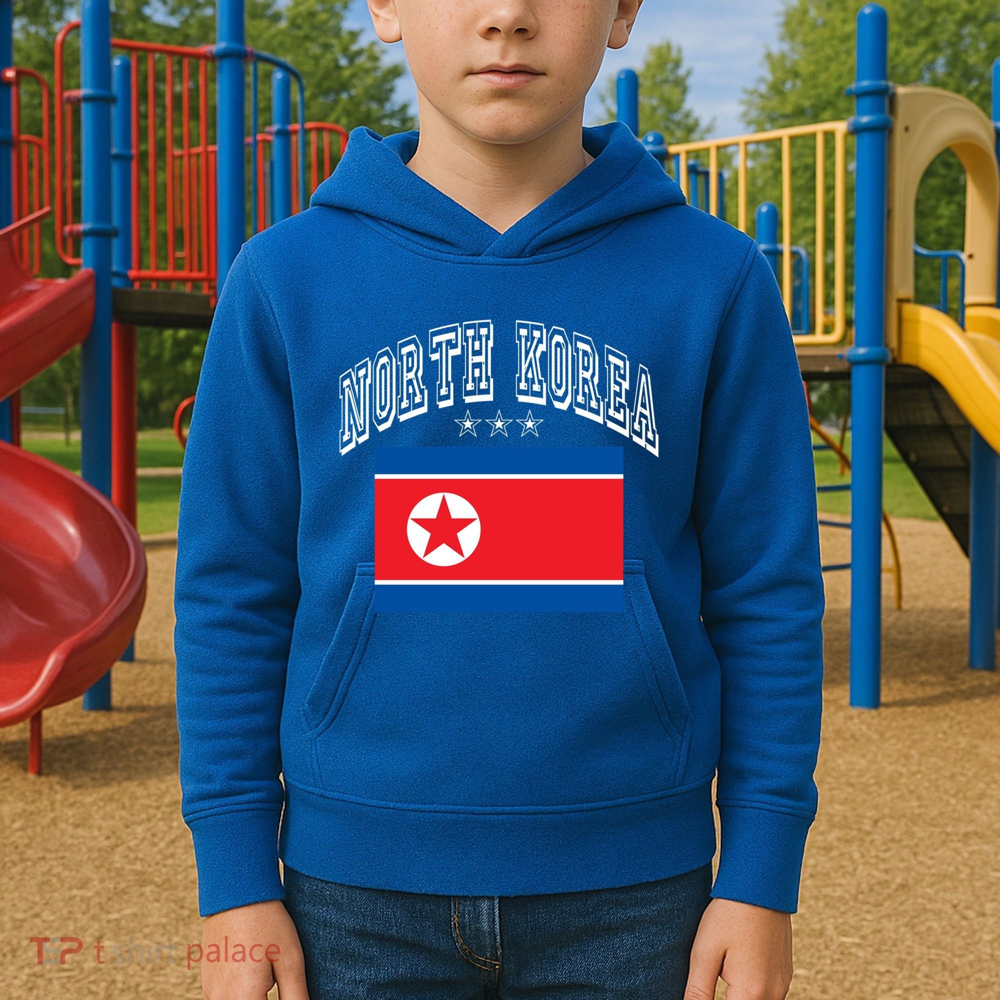 North Korea Patriotic Throwback Flag Souvenir Great Gift Kids Hoodie