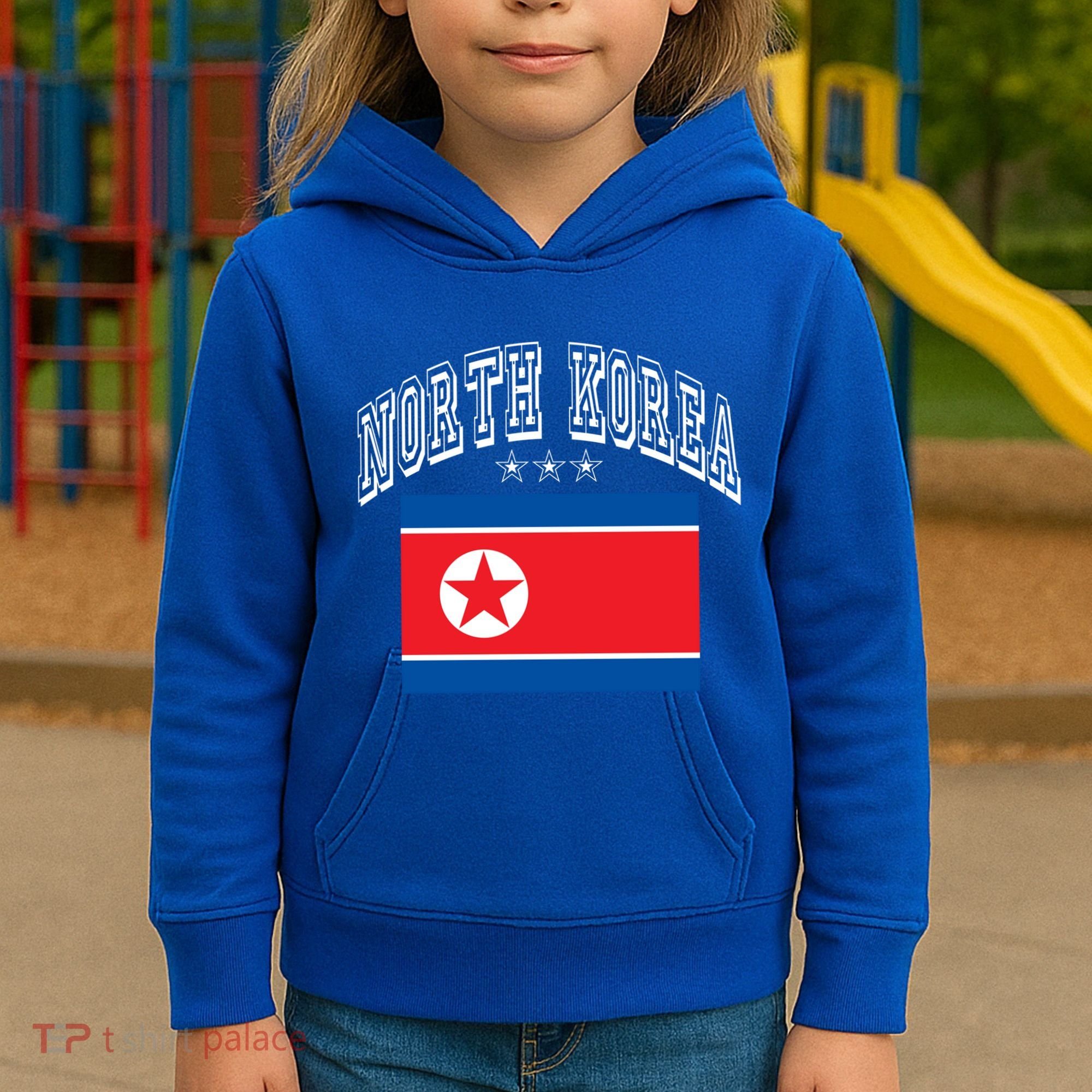 North Korea Patriotic Throwback Flag Souvenir Great Gift Kids Hoodie
