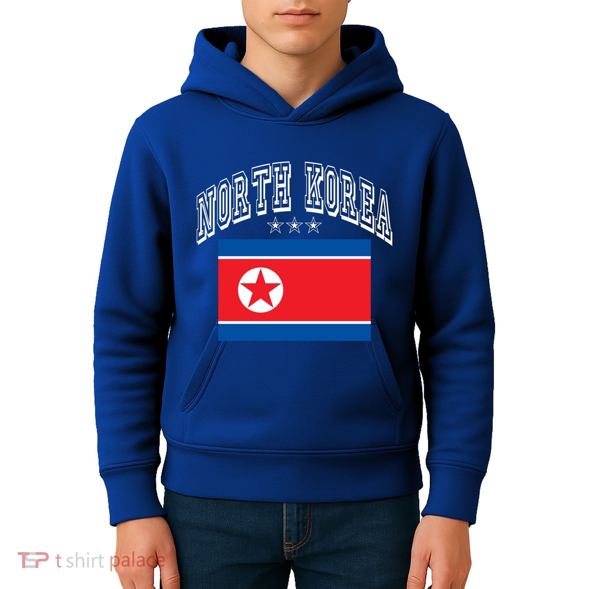 North Korea Patriotic Throwback Flag Souvenir Great Gift Kids Hoodie