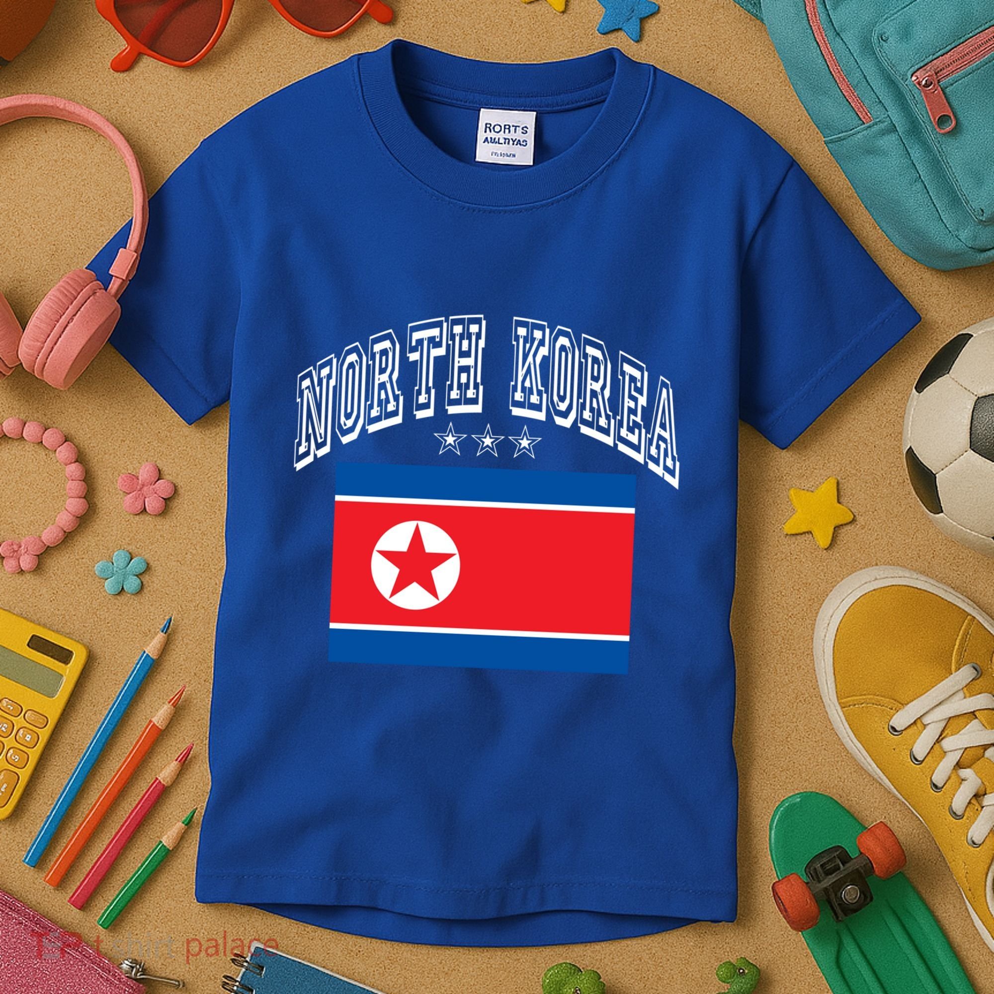 North Korea Patriotic Throwback Flag Souvenir Great Gift Kids T-Shirt